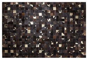 Dywan skórzany patchwork niskie włosie ozdoba salonu 160x230 cm brązowy Bandirma Beliani