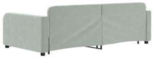 Sofa rozsuwana z szufladami, jasnoszara, 100x200 cm, aksamit