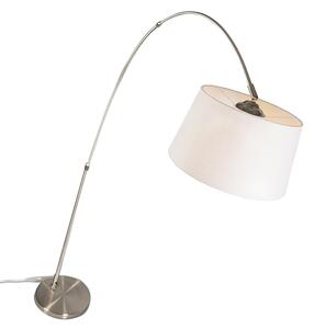 Luk Nowoczesna stalowa lampa łukowa z abażurem z białej tkaniny - Arc Basic Oswietlenie wewnetrzne