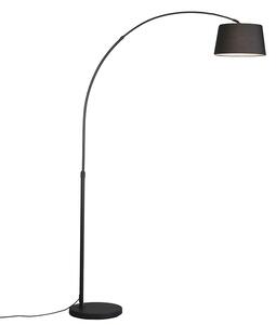Luk Nowoczesna lampa łukowa czarna z kloszem z czarnej tkaniny - Arc Basic Oswietlenie wewnetrzne