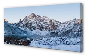 Obraz na płótnie Góry zima śnieg jezioro