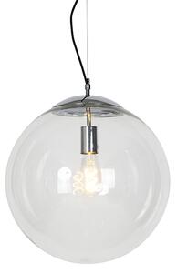Lampa wisząca chrom przezroczyste szkło 40cm - Ball Oswietlenie wewnetrzne