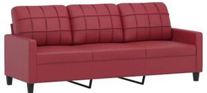Sofa 3-os. z poduszkami, winna czerwieÅ, 180 cm, sztuczna skÃ³ra