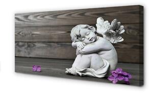 Obraz na płótnie Śpiący anioł kwiaty deski