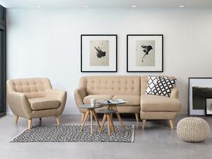 Fotel tapicerowany do salonu w stylu retro pikowany beżowy Motala Beliani