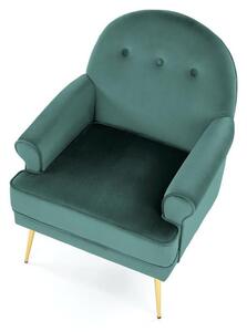 Elegancki fotel vintage pikowany ciemna zieleń
