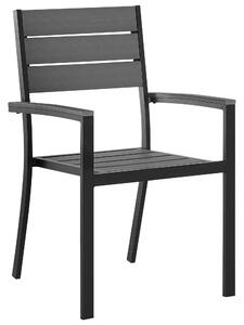 Zestaw mebli ogrodowych 4 krzesła stolik aluminium efekt drewna szary Prato Beliani