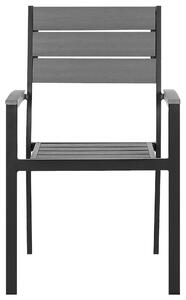 Zestaw mebli ogrodowych 4 krzesła aluminium efekt drewna szary Prato Beliani