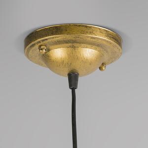 Vintage okrągła lampa wisząca brąz ze szkłem - Pescador Oswietlenie wewnetrzne