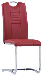 Krzesła stołowe, wspornikowe, 4 szt., czerwone, sztuczna skóra