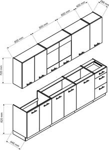 Zestaw 8 białych szafek kuchennych - Elora 4S połysk