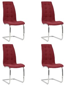 Wspornikowe krzesła stołowe, 4 szt., czerwień winna, tkanina