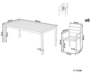 Zestaw mebli ogrodowych stół jadalniany 180 x 90 cm i 6 krzeseł biały Vernio Beliani
