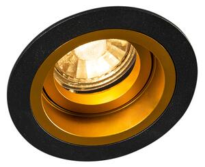 Oprawa wpuszczana w sufit / Oprawa do wbudowania okrągła czarno-złota regulowana - Chuck Oswietlenie wewnetrzne