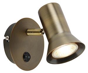 Kinkiet / Lampa scienna z włącznikiem brąz regulowany - Karin 1 Oswietlenie wewnetrzne
