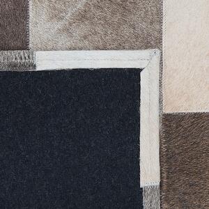 Retro dywan patchwork skóra bydlęca brązowo-beżowy 160 x 230 cm Soke Beliani