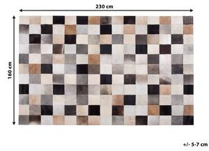 Retro dywan patchwork skóra bydlęca brązowo-beżowy 160 x 230 cm Soke Beliani