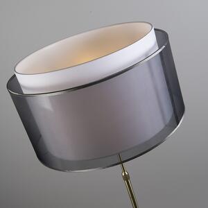 Lampa podłogowa regulowana złota/mosiądz klosz czarno-biały 47cm - Parte Oswietlenie wewnetrzne