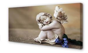 Obraz na płótnie Śpiący anioł kwiaty deski