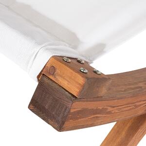 Leżanka ogrodowa leżak dwuosobowy drewniany z daszkiem białym Teramo Beliani