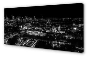 Obraz na płótnie Warszawa Panorama noc wieżowce
