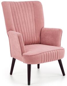 Klasyczny fotel wypoczynkowy do salonu Różowy Welwet CLOVEN