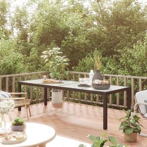 Stół ogrodowy, 250x100x75 cm, szkło i brązowy rattan PE