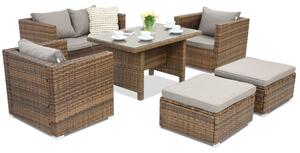 Meble ogrodowe z technorattanu Roma Apetito 4 + 2 pufy Garden Point brązowe