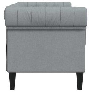 Sofa chesterfield, dwuosobowa, jasnoszara, obita tkaninÄ