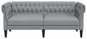 Sofa chesterfield, dwuosobowa, jasnoszara, obita tkaninÄ
