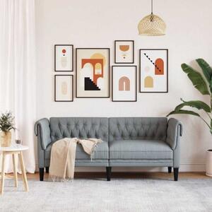 Sofa chesterfield, dwuosobowa, jasnoszara, obita tkaninÄ