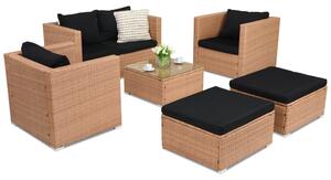 Meble ogrodowe z technorattanu Roma Coffee 4 + 2 pufy Garden Point miodowe