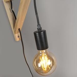 Kinkiet / Lampa scienna drewno z czarnym - Wisielec Oswietlenie wewnetrzne