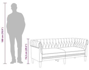 Sofa chesterfield, dwuosobowa, jasnoszara, obita tkaninÄ