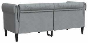 Sofa chesterfield, dwuosobowa, jasnoszara, obita tkaninÄ
