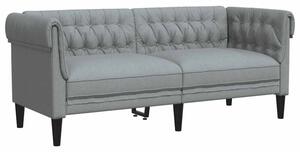 Sofa chesterfield, dwuosobowa, jasnoszara, obita tkaninÄ