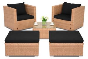Meble ogrodowe z technorattanu Roma Terrace + 2 pufy Garden Point miodowe