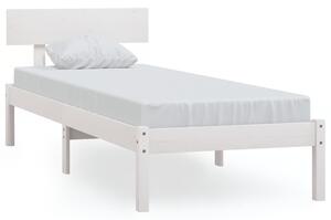 Rama łóżka, biała, drewno sosnowe, 75x190 cm, pojedyncza