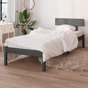 Rama łóżka, szara, drewno sosnowe, 75x190 cm, pojedyncza