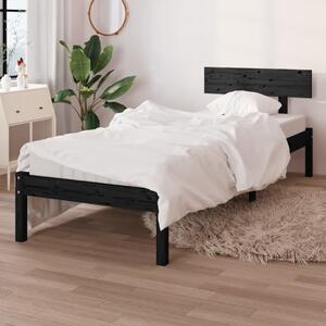Rama łóżka, czarna, drewno sosnowe, 75x190 cm, pojedyncza