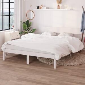 Rama łóżka, biała, lite drewno sosnowe, 120x190 cm, podwójna