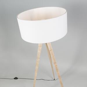 Nowoczesna drewniana lampa podłogowa z białym kloszem - Ilse Oswietlenie wewnetrzne