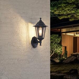 Zewnętrzna lampa ścienna czarna z czujnikiem ruchu IP44 - New Haven Hammered