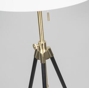 Statywowa lampa stojąca czarna z kremowym kloszem regulowanym - Scopo Oswietlenie wewnetrzne