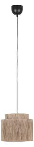 Lampa wisząca Japandi czarna z brązowym sznurem 31 cm - Smilla