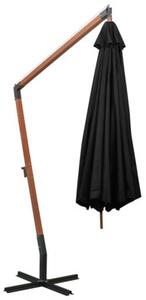 Parasol ogrodowy wiszący, jodłowy słupek, czarny, 3,5x2,9 m