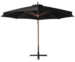 Parasol ogrodowy wiszący, jodłowy słupek, czarny, 3,5x2,9 m