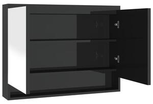 Szafka łazienkowa z lustrem 80x15x60 cm, mdf, czerń z połyskiem