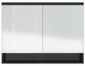Szafka łazienkowa z lustrem 80x15x60 cm, mdf, czerń z połyskiem