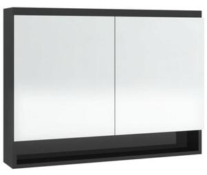 Szafka łazienkowa z lustrem 80x15x60 cm, mdf, czerń z połyskiem
